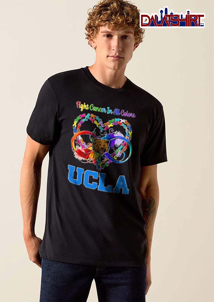 Ucla Bruins NCAA Fight Cancer In All Colors Bear Head Ribbon Heart Infinity Symbol shirt
