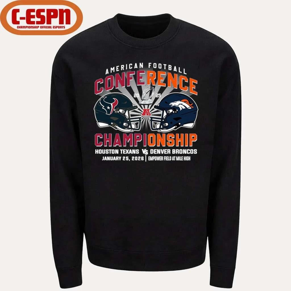 Texans Vs Broncos AFC Conference Championship Duel Helmet T-Shirt