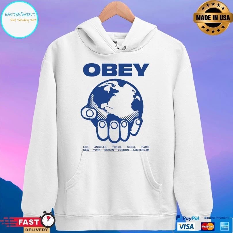 Helping Hand Obey Los New Angeles Tokyo Seoul York Berlin London Paris Amsterdam T-shirt