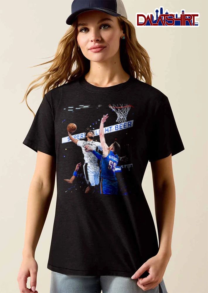 San Antonio Spurs NBA Hartenstein Basketball Player Layup Action Photo shirt