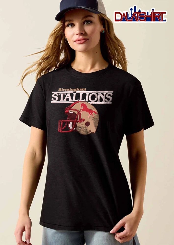 Birmingham Stallions Distressed Retro Football Helmet Horse Logo shirt