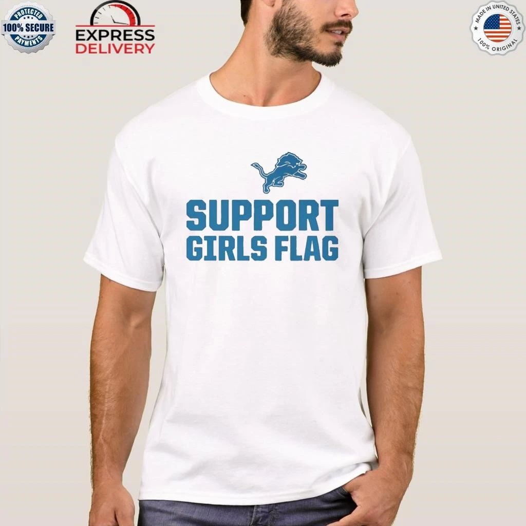 Detroit Lions players supporting girls flag with custom Shirt