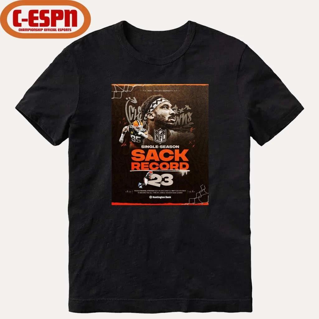 Single Season Sacks Record Myles Garrett Cleveland Football Shirt