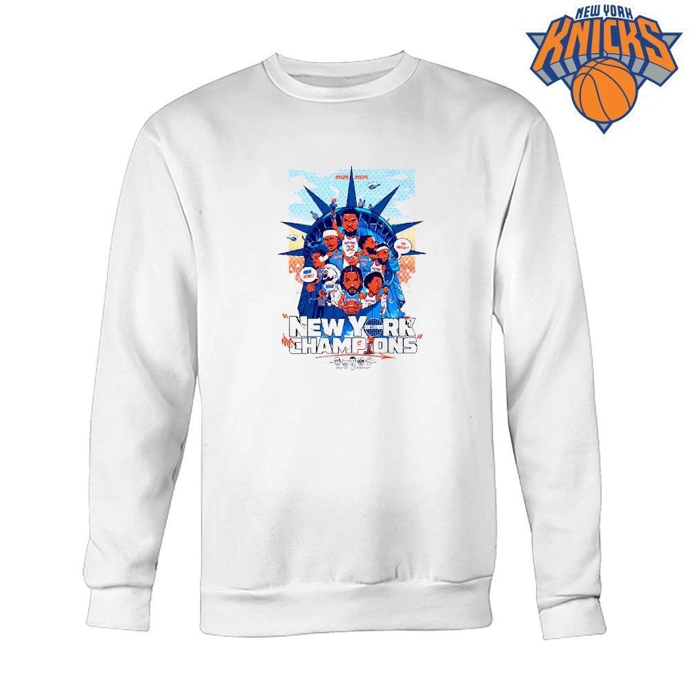 New York Knicks Champions NBA 2026 Team Players Statue Of Liberty Shirt