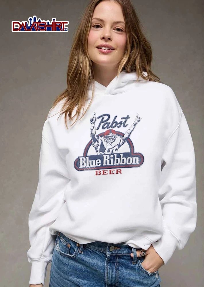 Pabst Blue Ribbon Beer Distressed Football Player Cheering shirt