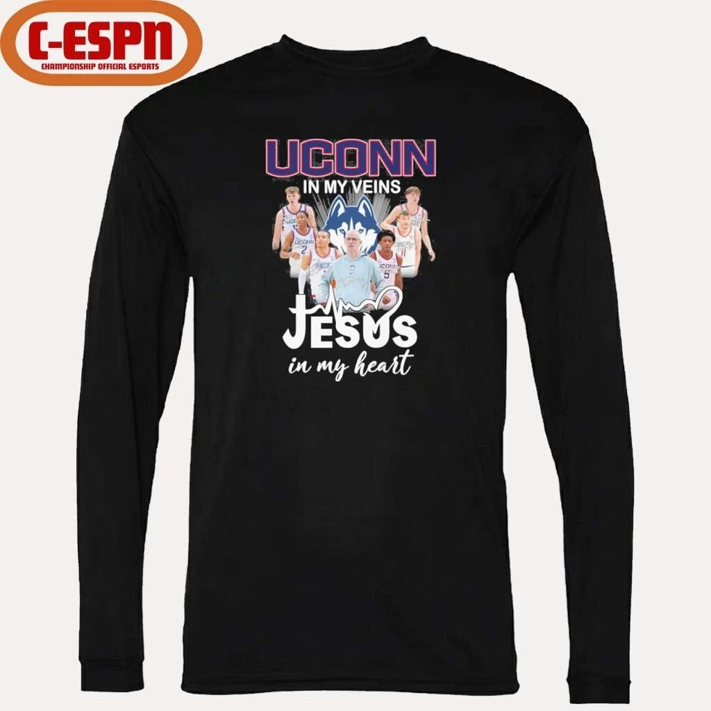 Uconn Men’s Basketball In My Veins Jesus In My Heart Shirt