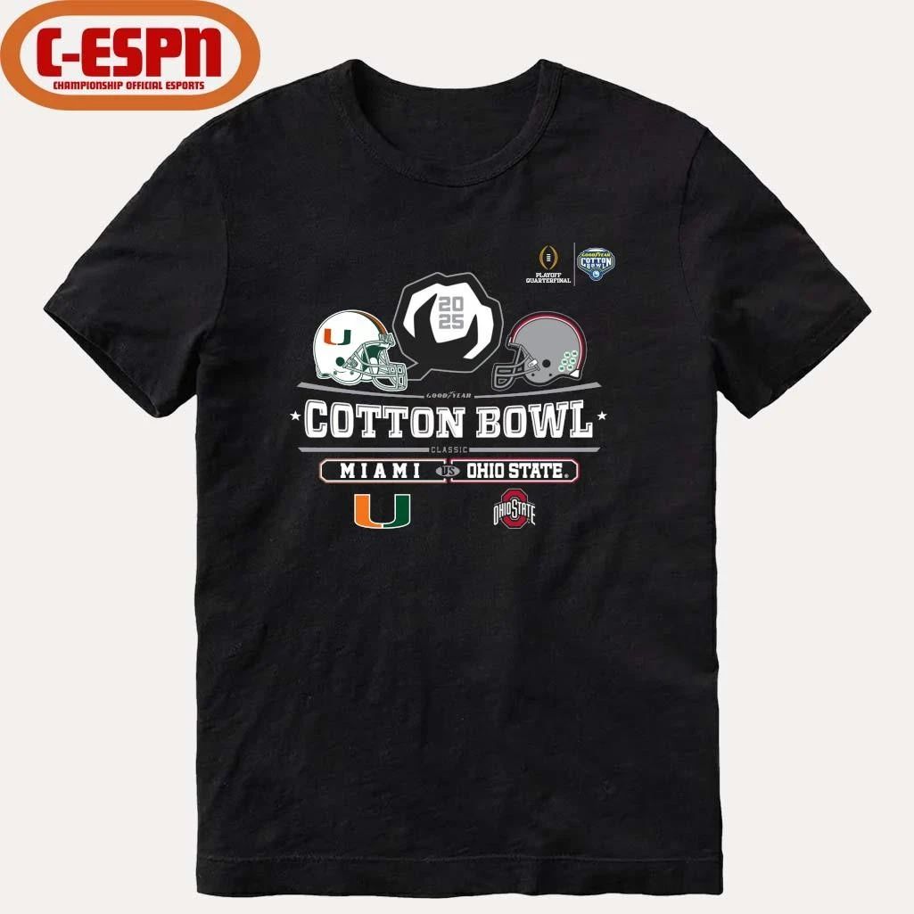 Miami Vs Ohio State 2025 Cotton Bowl Helmet Logo December 31 T-Shirt