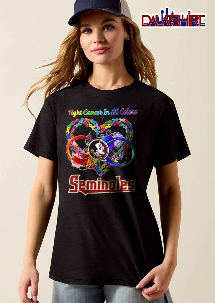 Florida State Seminoles NCAA Fight Cancer In All Colors Awareness Ribbons Heart Infinity Feather shirt