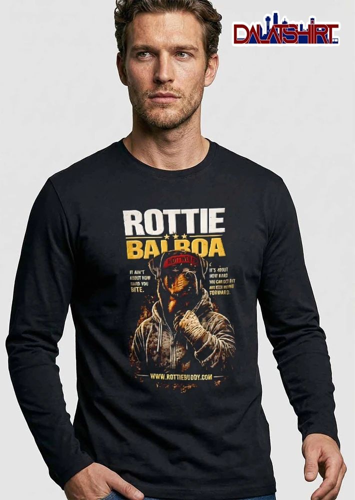 Rottie Buddy Balboa It Aint About How Hard You Bite Rottweiler Boxer Hoodie Wrapped Hands shirt