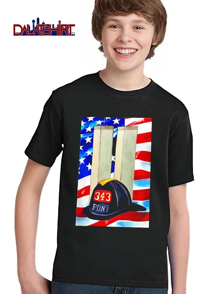 Fdny 343 Firefighter Helmet World Trade Center American Flag shirt