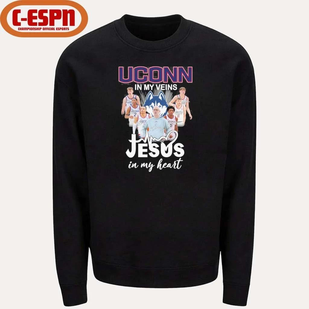Uconn Men’s Basketball In My Veins Jesus In My Heart Shirt