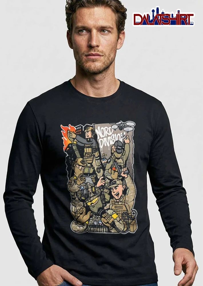 Nord Division Cartoon Caricature Tactical Soldiers Drone Spray Paint shirt