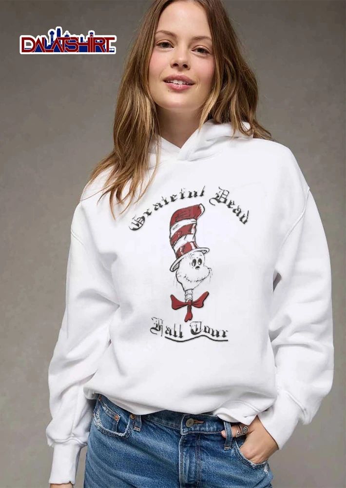 Grateful Dead Fall Tour Skeleton Cat Striped Hat Red Bowtie shirt