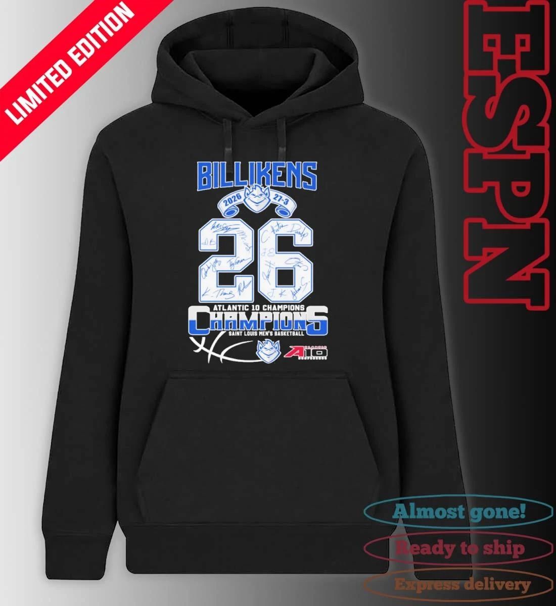 Saint Louis Billikens Men’s Basketball 2026 A-10 Champions 27-3 Shirt