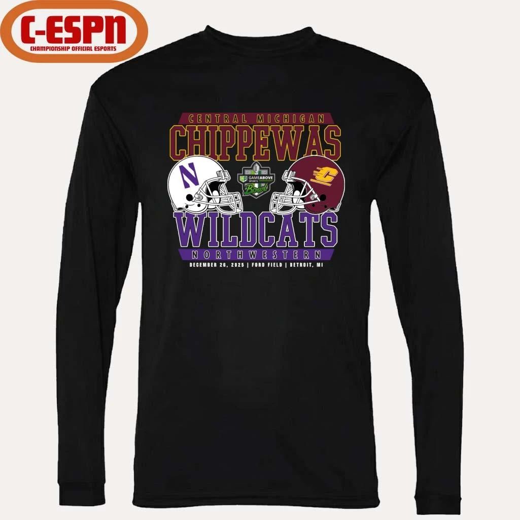 Central Michigan Vs Northwestern 2025 GameAbove Sports Bowl Dueling Helmets Shirt
