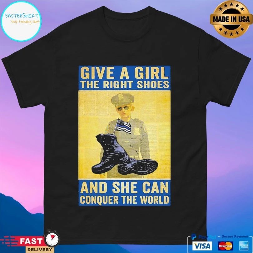 Give A Girl The Right Shoes And She Can Conquer The World American Flag T-shirt