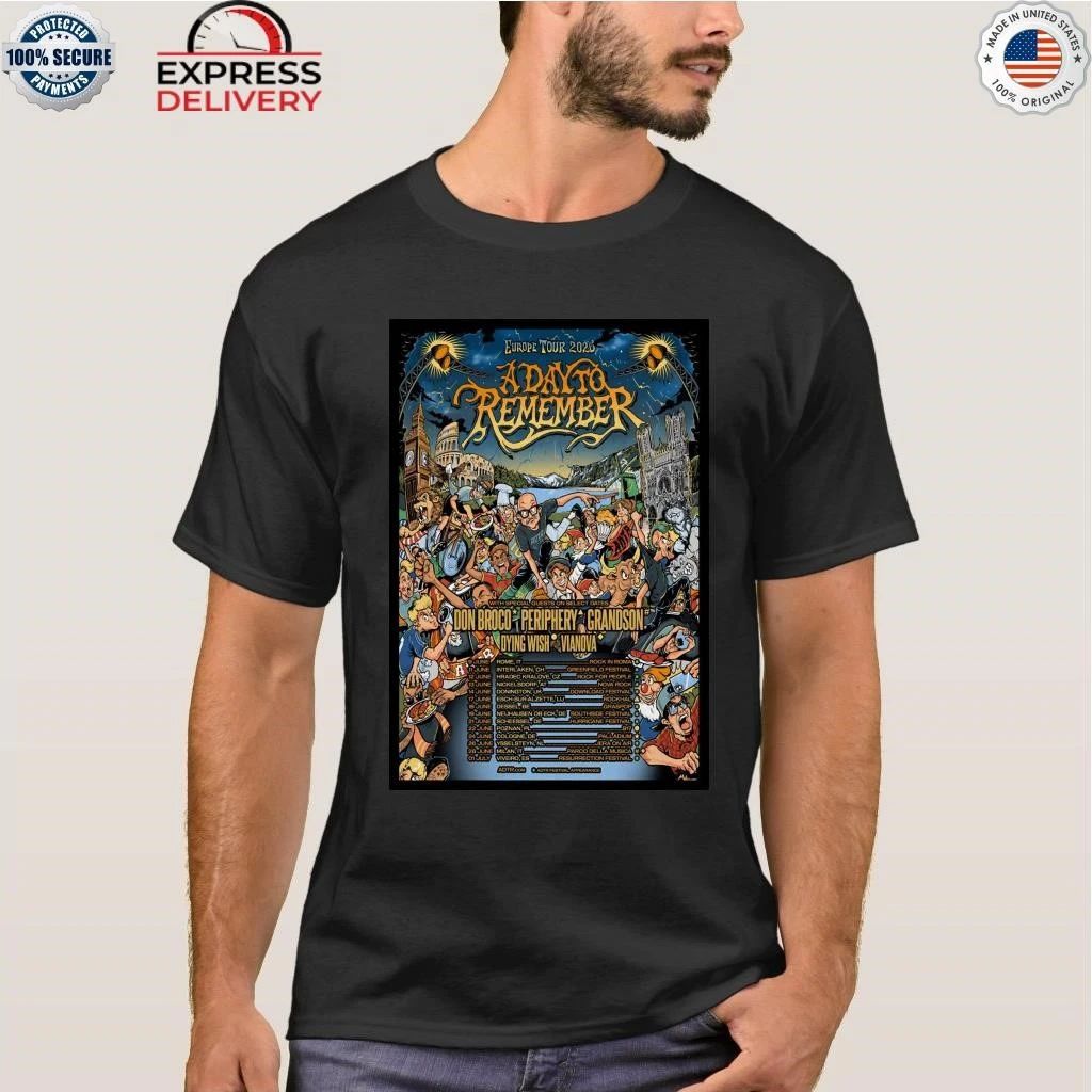 A Day To Remember 2026 Europe Tour Shirt
