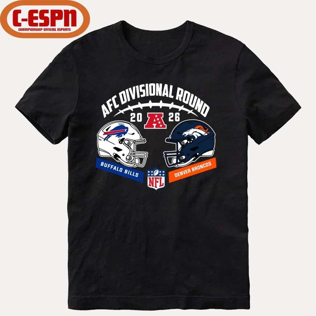 Bills Vs Broncos 2025-26 AFC Divisional Round Duel Helmet T-Shirt