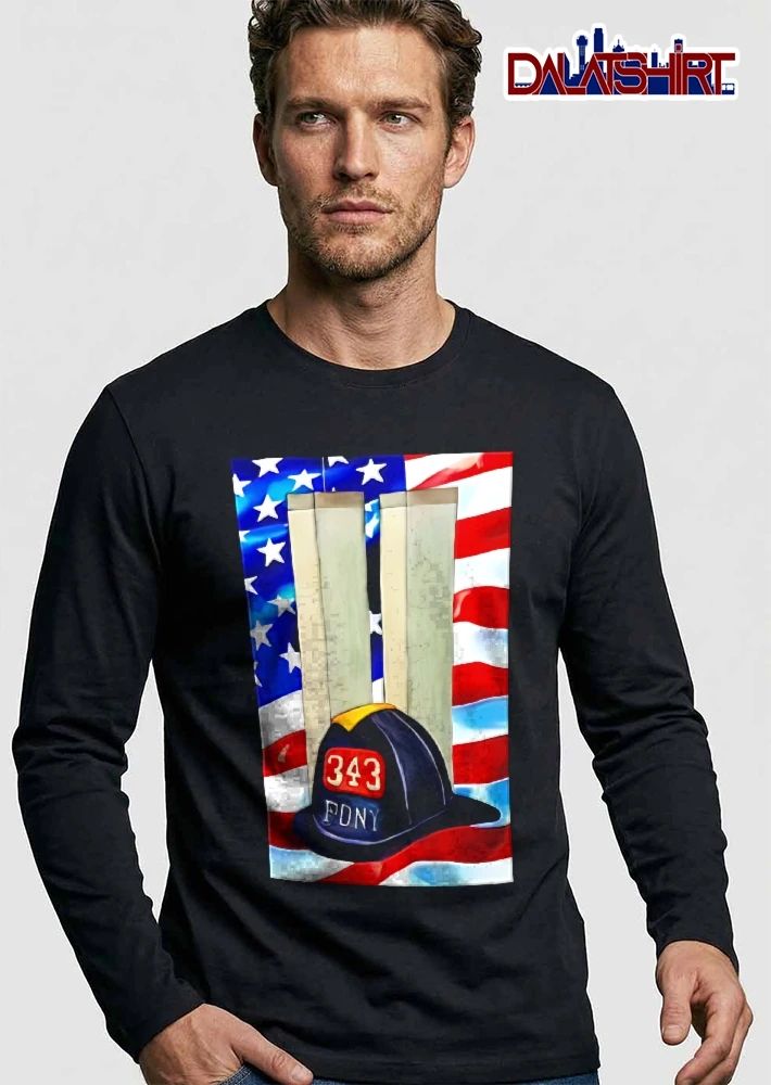 Fdny 343 Firefighter Helmet World Trade Center American Flag shirt