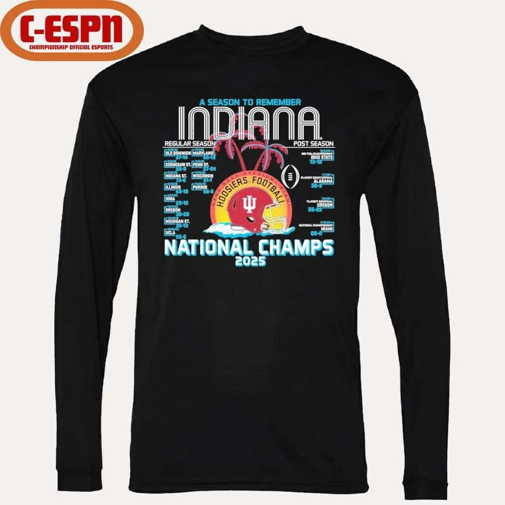 Indiana Football CFP National Champions Retro Schedule T-Shirt