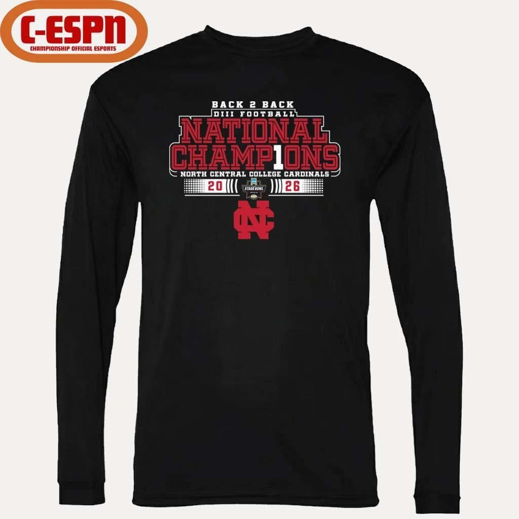 North Central College Back 2 Back NCAA DIII Football National Champions T-Shirt