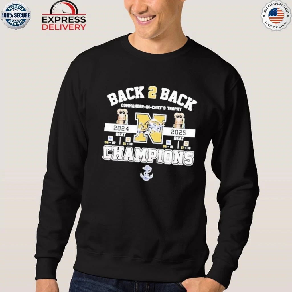 Navy Midshipmen Back To Back 2025 Champs Shirt