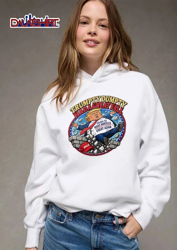 Trumpty Dumpty Had A Great Fall Trying To Make America Again Maga Cartoon Caricature Trump Falling Wall shirt