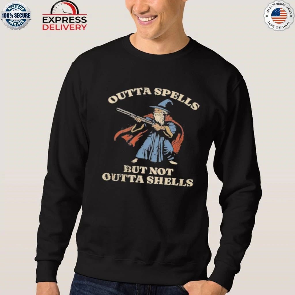 Outta Spells But Not Outta Shells Wizard Fantasy Meme Shirt