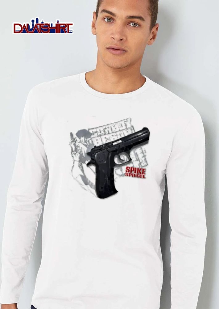 Cowboy Bebop Spike Spiegel Large Pistol Anime Character Line Art shirt