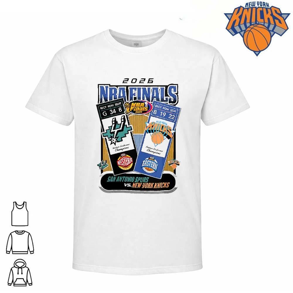 New York Knicks Champions NBA 2026 San Antonio Spurs vs Knicks Finals Ticket Matchup Graphic Shirt