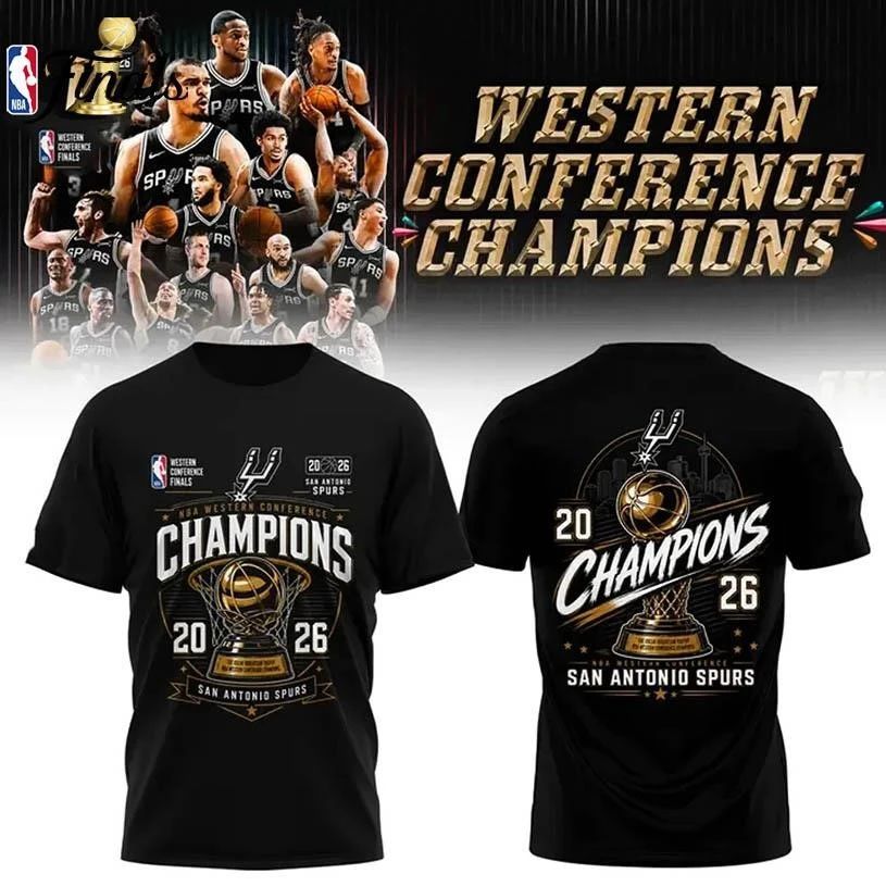 San Antonio Spurs Western Conference Champions 2026 Edition Black Two Sided Shirt