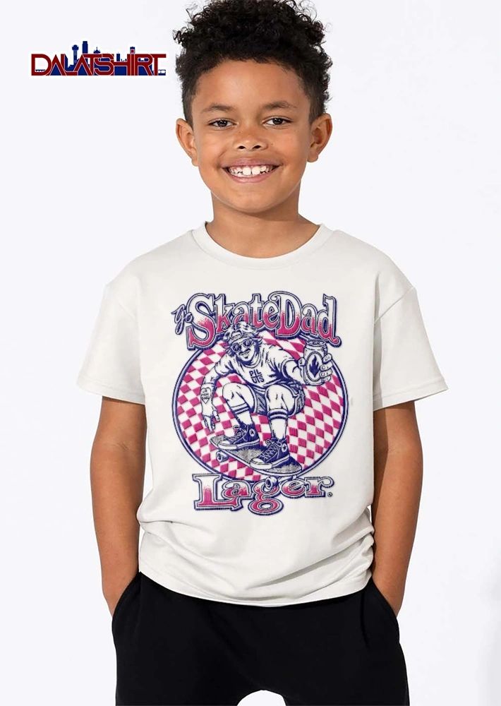 Go Skate Dad Lager Pils Skater Riding Skateboard Beer Can Checkerboard shirt