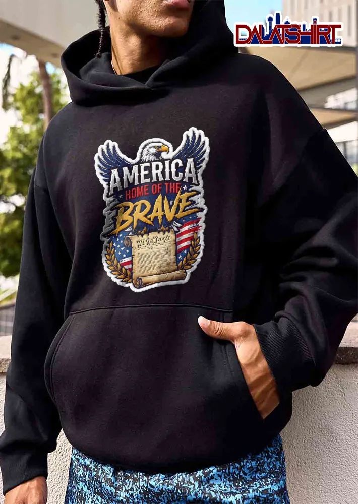 America Home Of The Brave We People Eagle Holding Scroll American Flag Laurel Wreath shirt