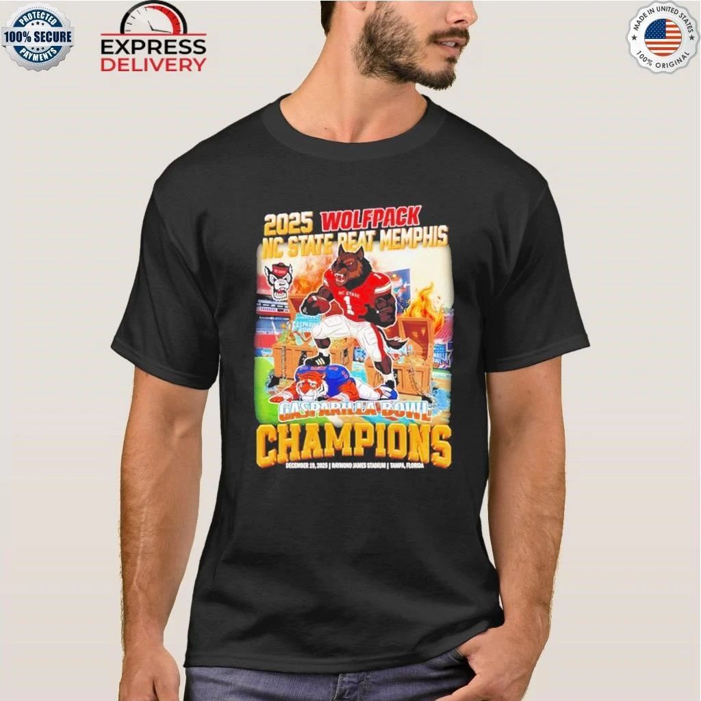 2025 NC State Wolfpack Beat Memphis Gasparilla Bowl Champions mascot Shirt