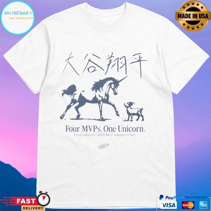 Shohei Ohtani Four MVPs One Unicorn 2025 Most Valuable Player T-shirts