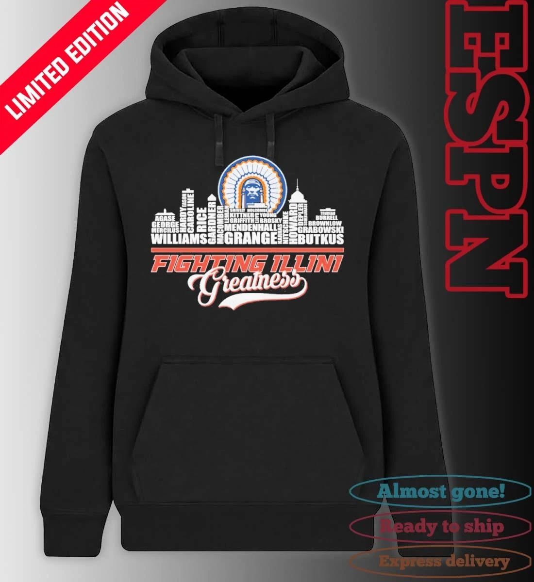 Greatness Illinois Fighting Illini Basketball Skyline Player Name Shirt