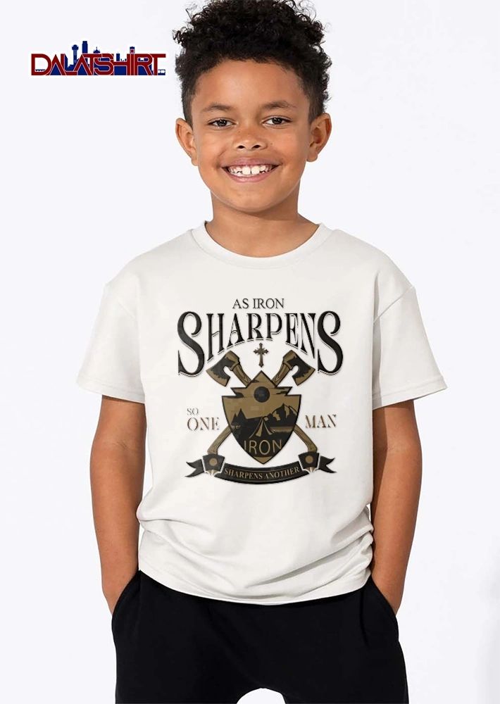 As Iron Sharpens So One Man Another Proverbs 27 17 Crossed Axes Shield Mountain Tent shirt