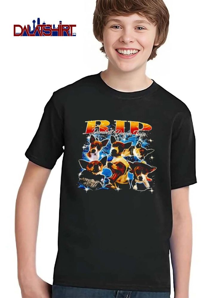 Rip Dumbest Dog In Town Small Brown Pet Photo Collage Outfits Lightning Stars Bootleg shirt