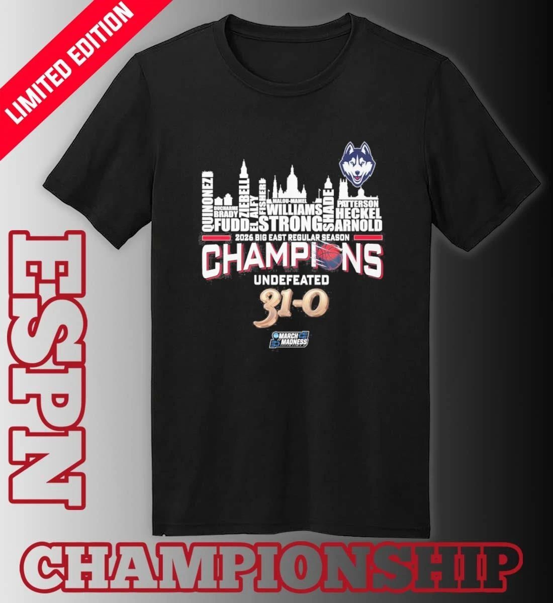 Uconn Huskies Undefeated 2025-2026 Women’s Basketball Regular Season 31-0 Shirt