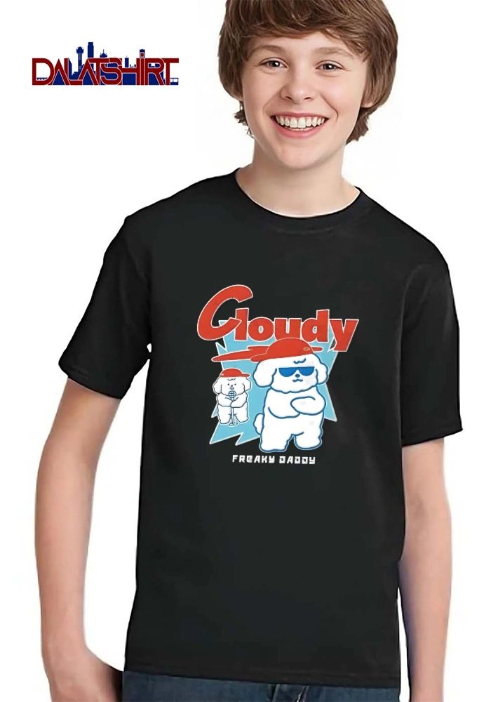 Cloudy Freaky Daddy Retro Cartoon Poodles Sunglasses Microphone shirt