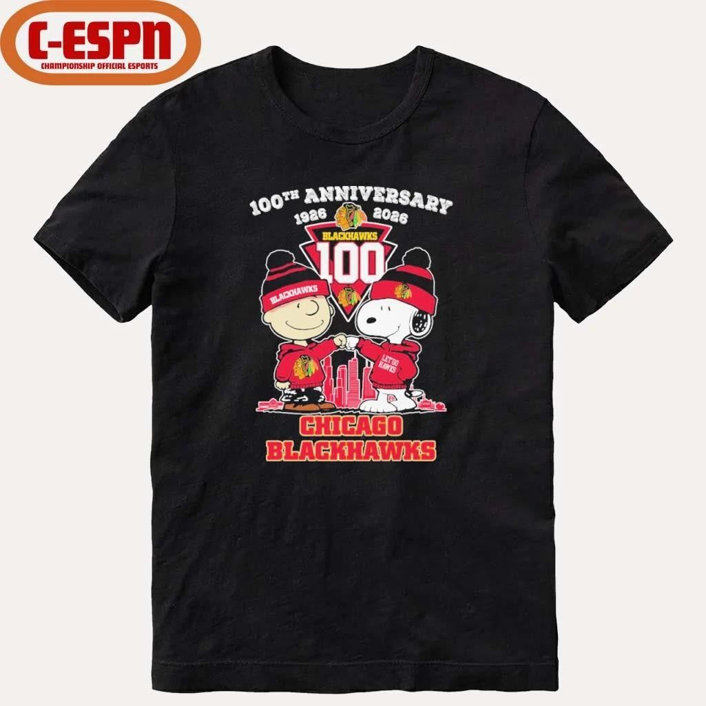 The Peanuts Fist Bump X Chicago Blackhawks 100th Anniversary 1926-2026 Shirt