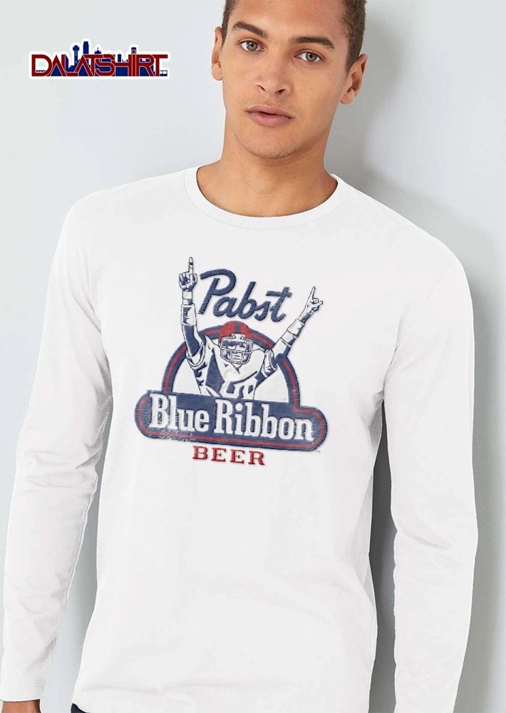 Pabst Blue Ribbon Beer Distressed Football Player Cheering shirt