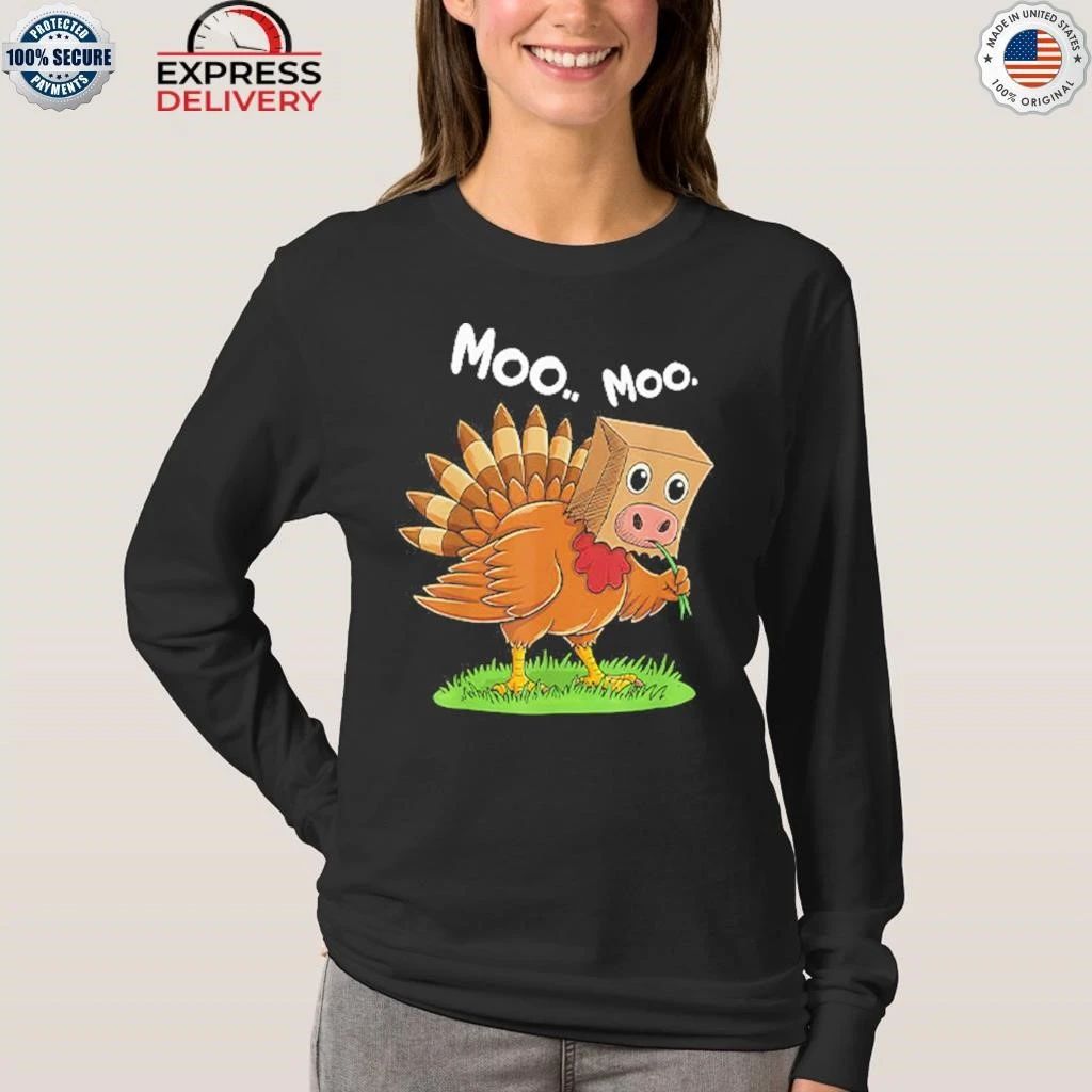 Turkey Cow Moo Moo Funny Thanksgiving Shirt