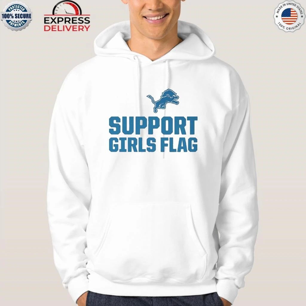 Detroit Lions players supporting girls flag with custom Shirt