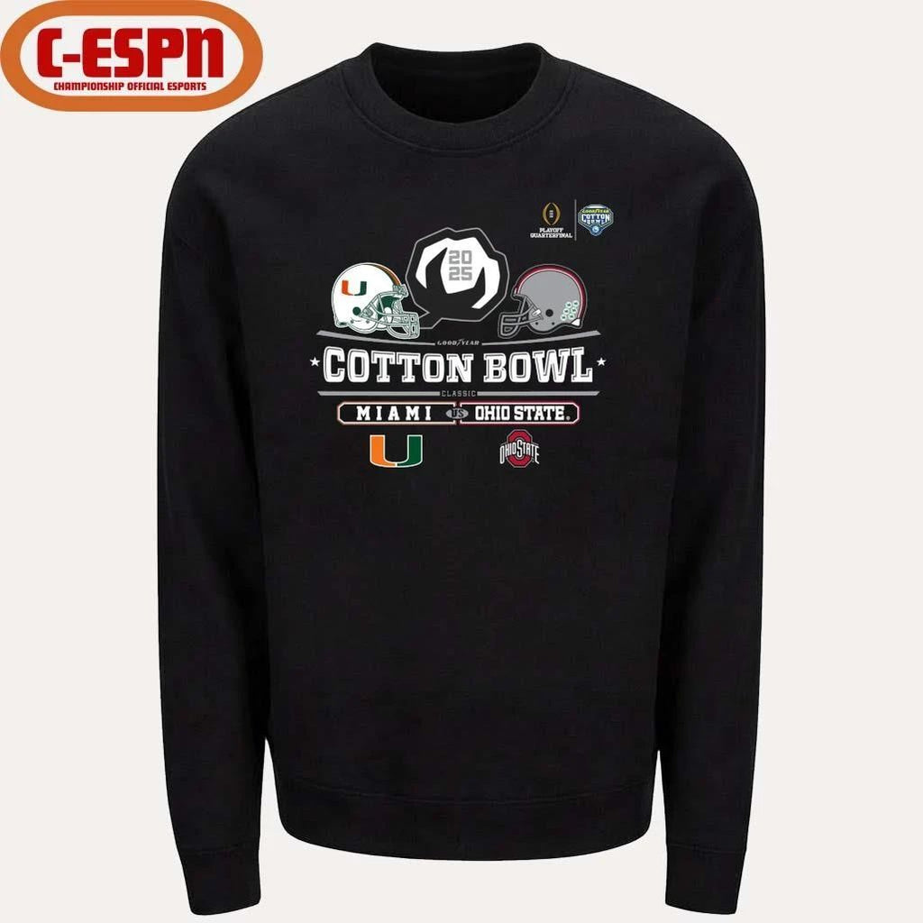 Miami Vs Ohio State 2025 Cotton Bowl Helmet Logo December 31 T-Shirt