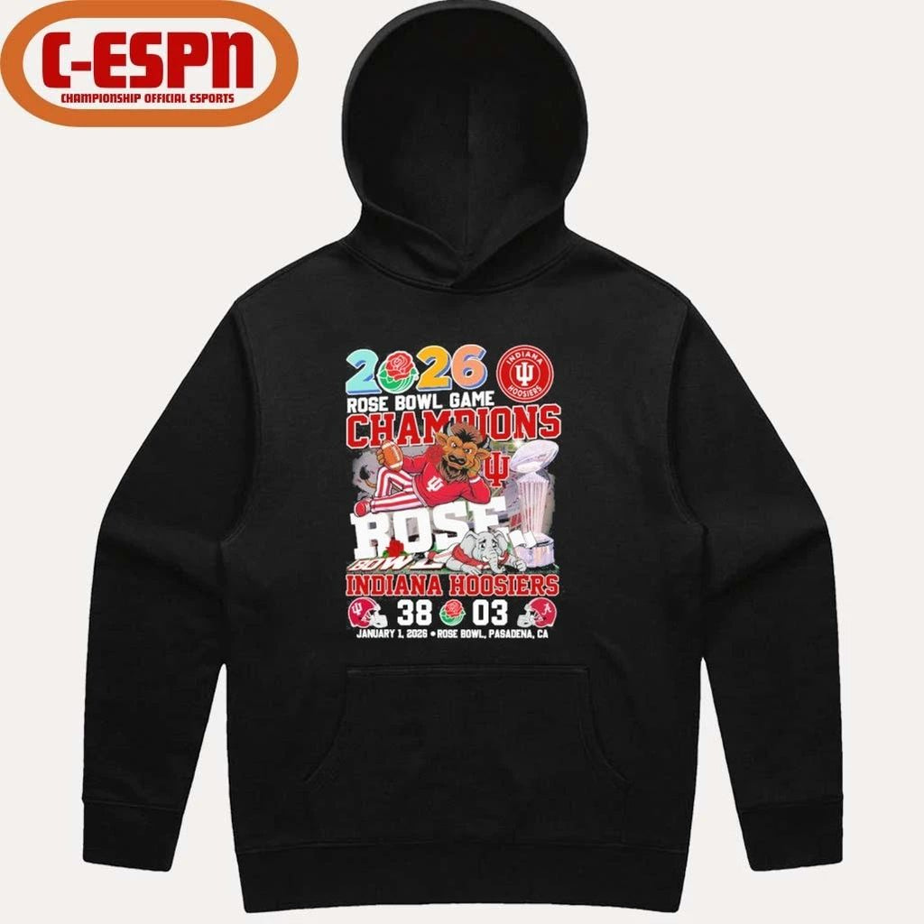 Indiana Beat Alabama Mascot 2026 Rose Bowl Game Champions Score Shirt