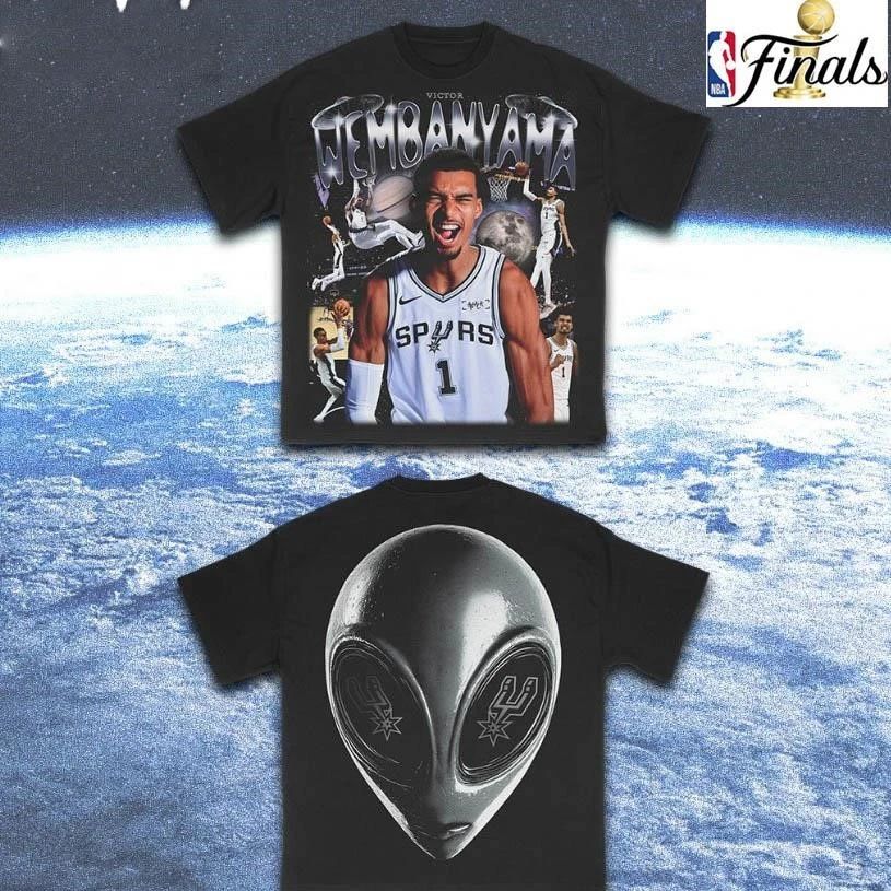 Victor Wembanyama San Antonio Spurs Alien Vintage Bootleg Graphic NBA Finals 2026 Two Sided Shirt