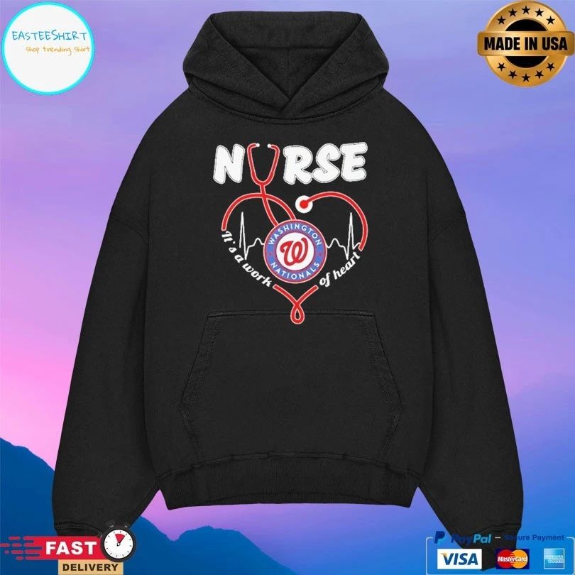 Washington Nationals Nurse It’s A Work Of Heart Stethoscope Shaped Heart T-shirt