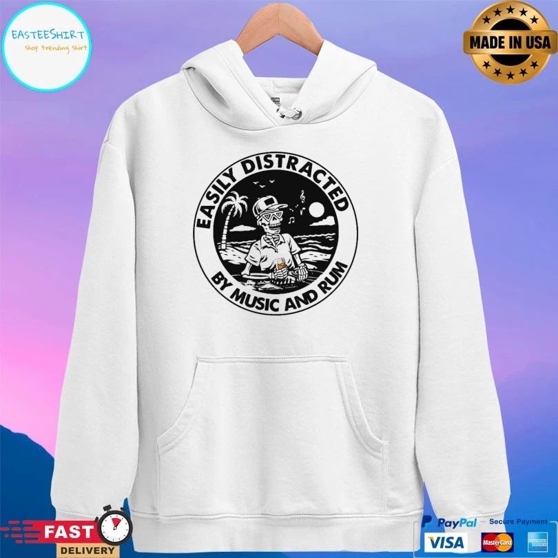 Skeleton Drink Rum Easily Distracted By Music And Rum T-shirt