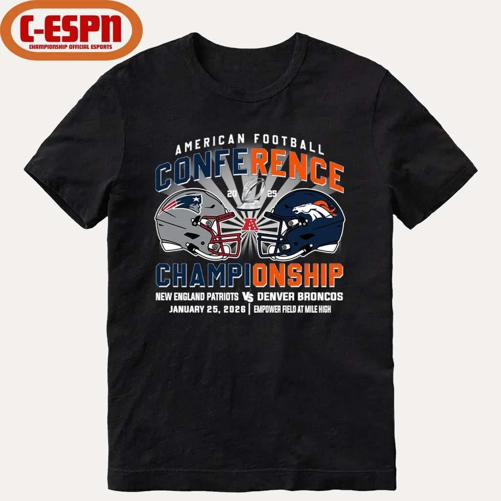 Patriots Vs Broncos AFC Conference Championship Duel Helmet T-Shirt